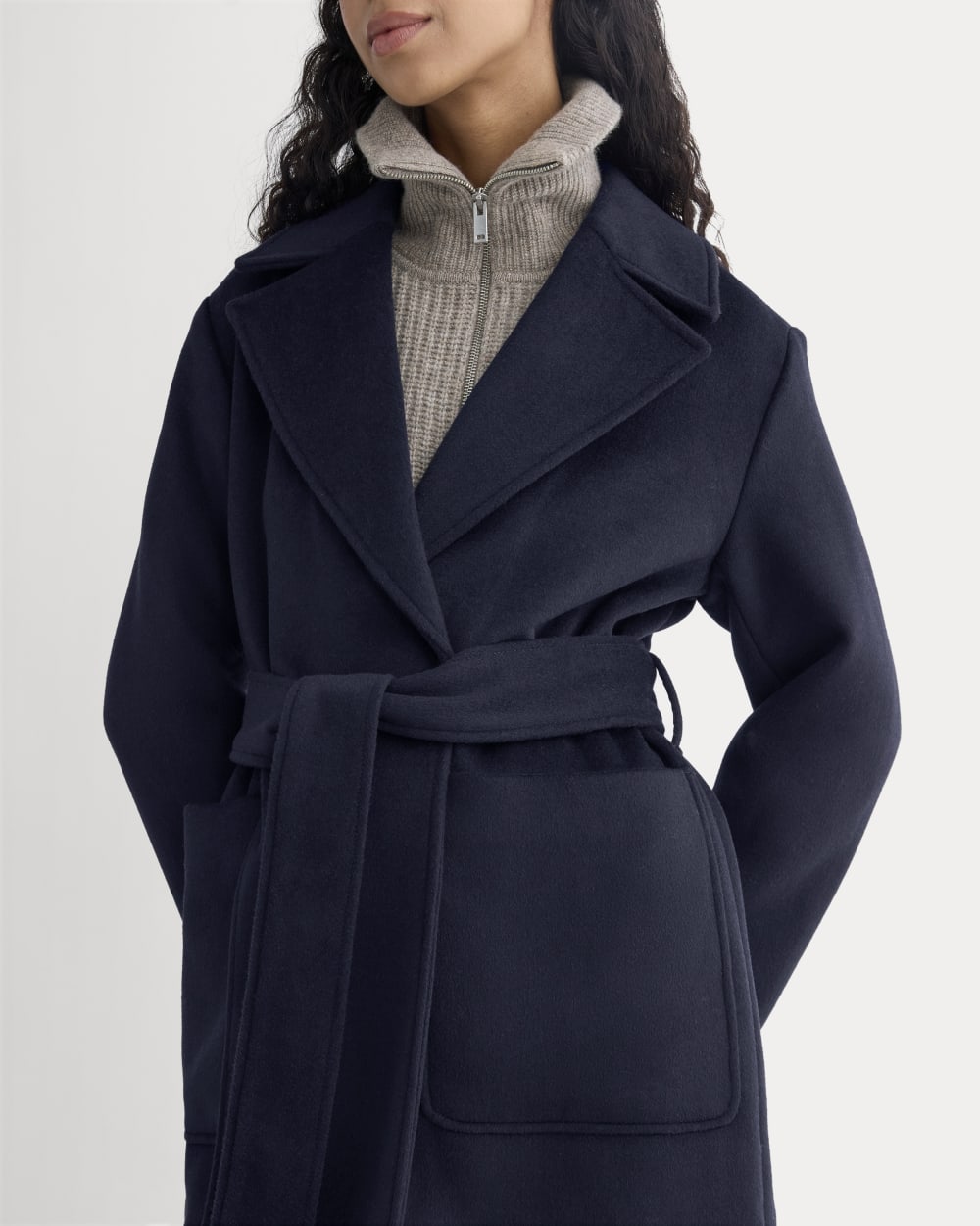 ReWool Belted Blanket Coat | Deep Navy