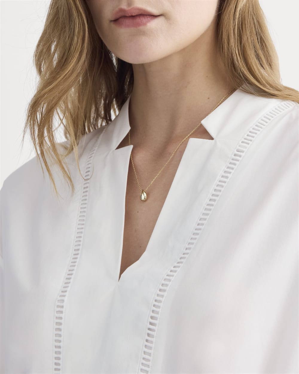 The Lace Trim Caftan Dress | White