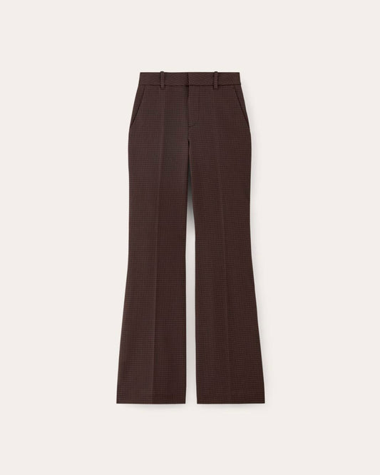 The Bi-Stretch Flare Pant | Brown Houndstooth