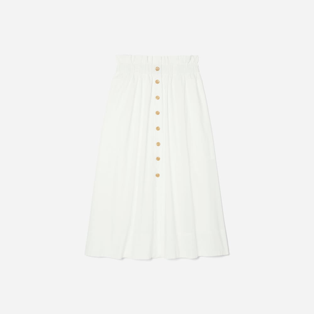 The Easy Button-Front Skirt | White