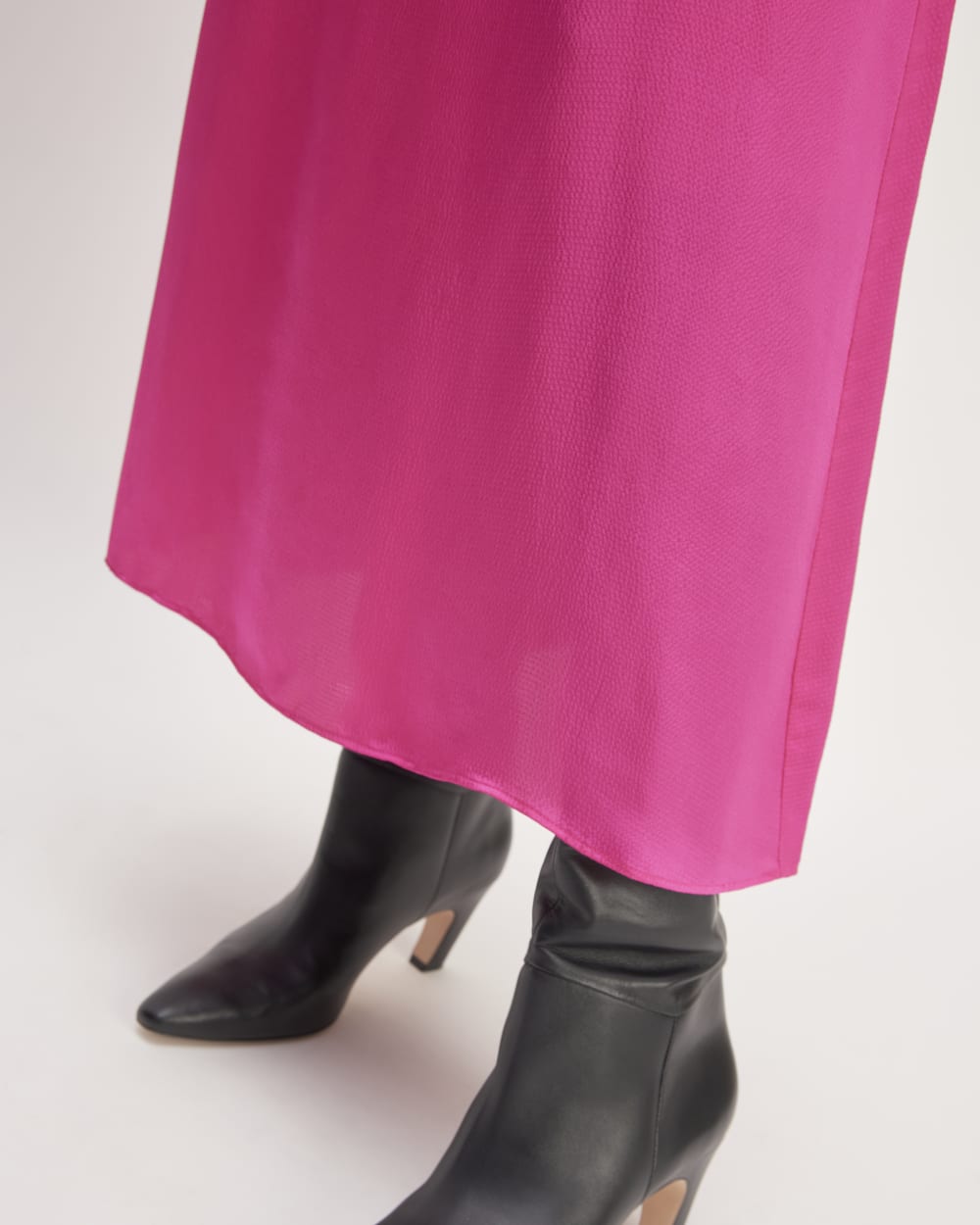 The Hammered Satin Slip Skirt | Fuchsia Pink