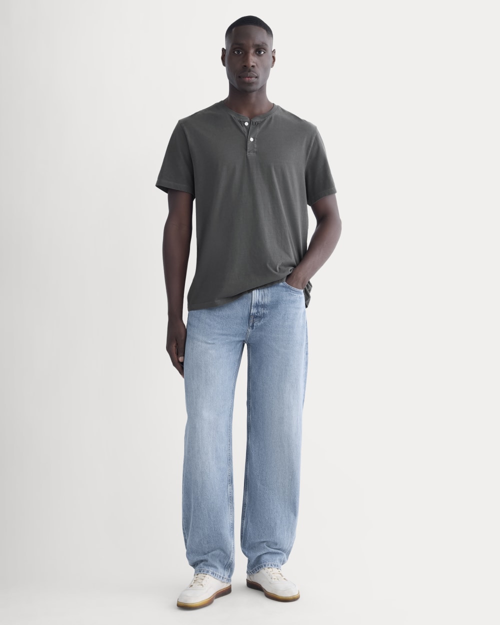 The Essential Organic Garment-Dyed Henley | Black