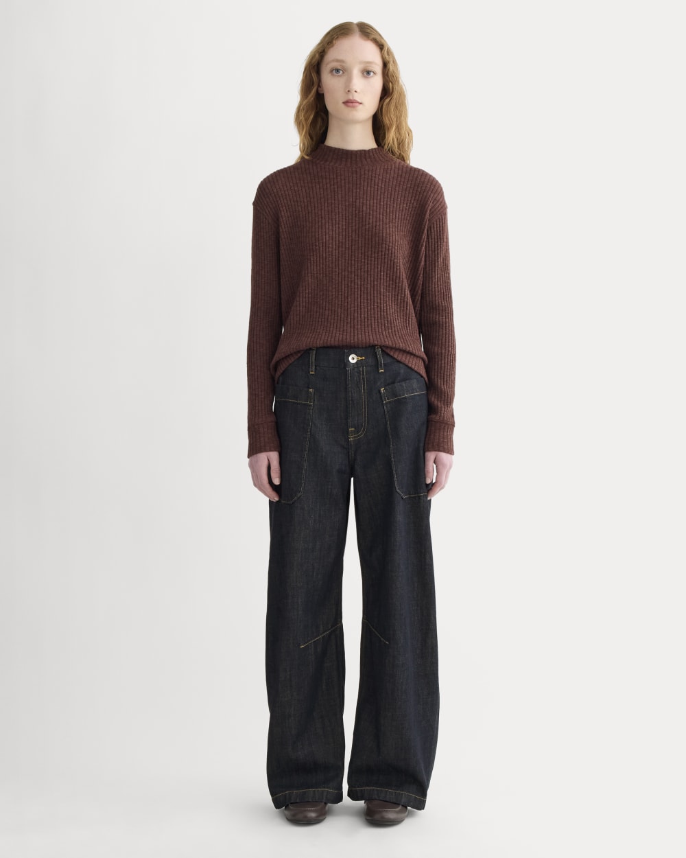 The Cozy Rib Funnel-Neck | Dark Mahogany