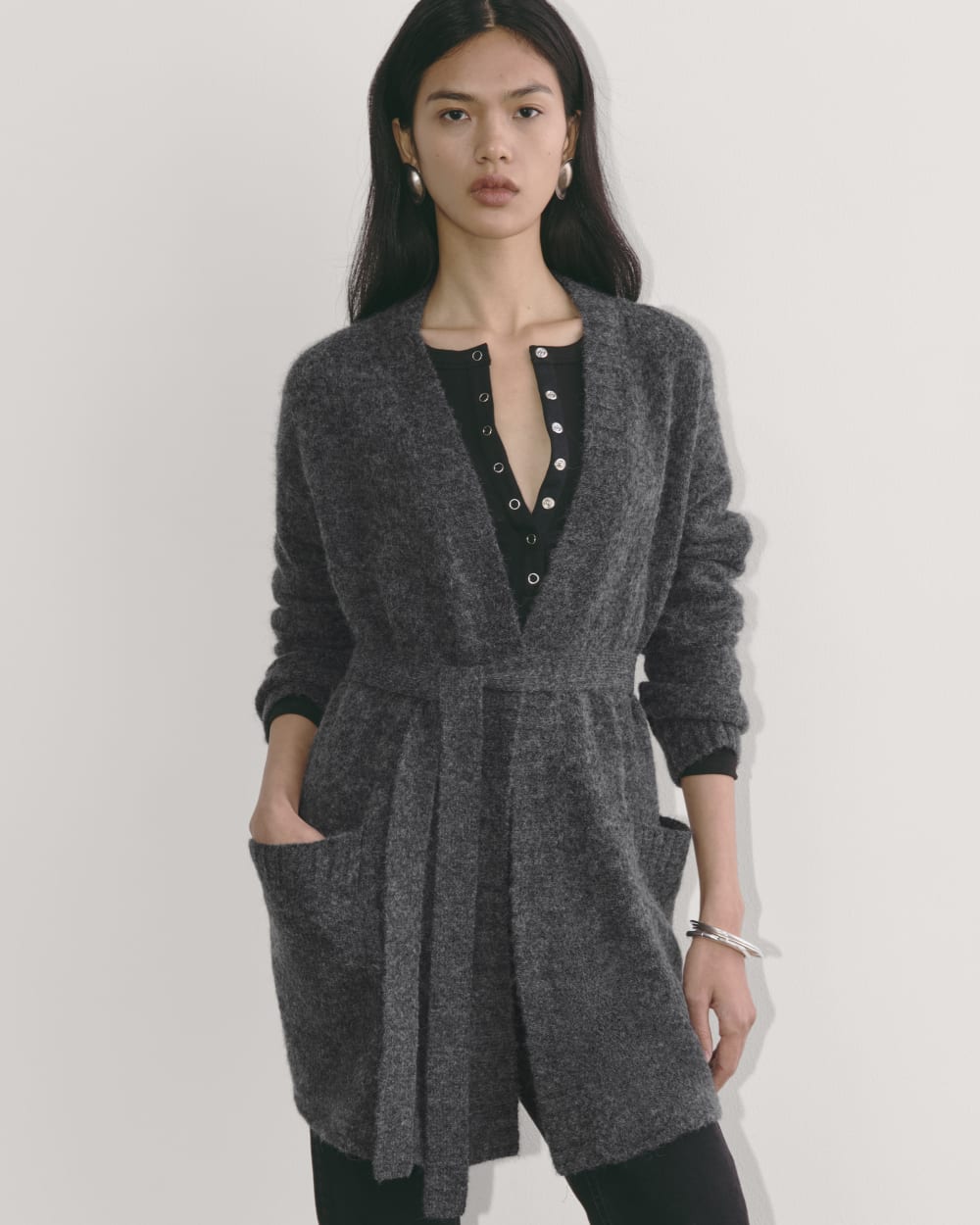 The Robe Cardigan in Alpaca | Dark Charcoal