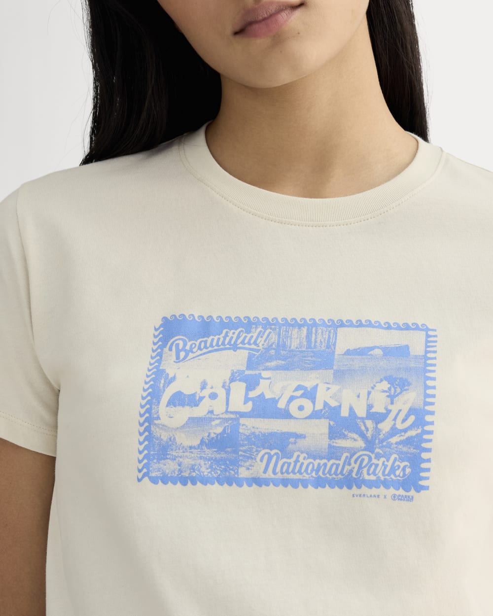 The Everlane x Parks Project Box-Cut Tee | Natural / Granada Sky Blue