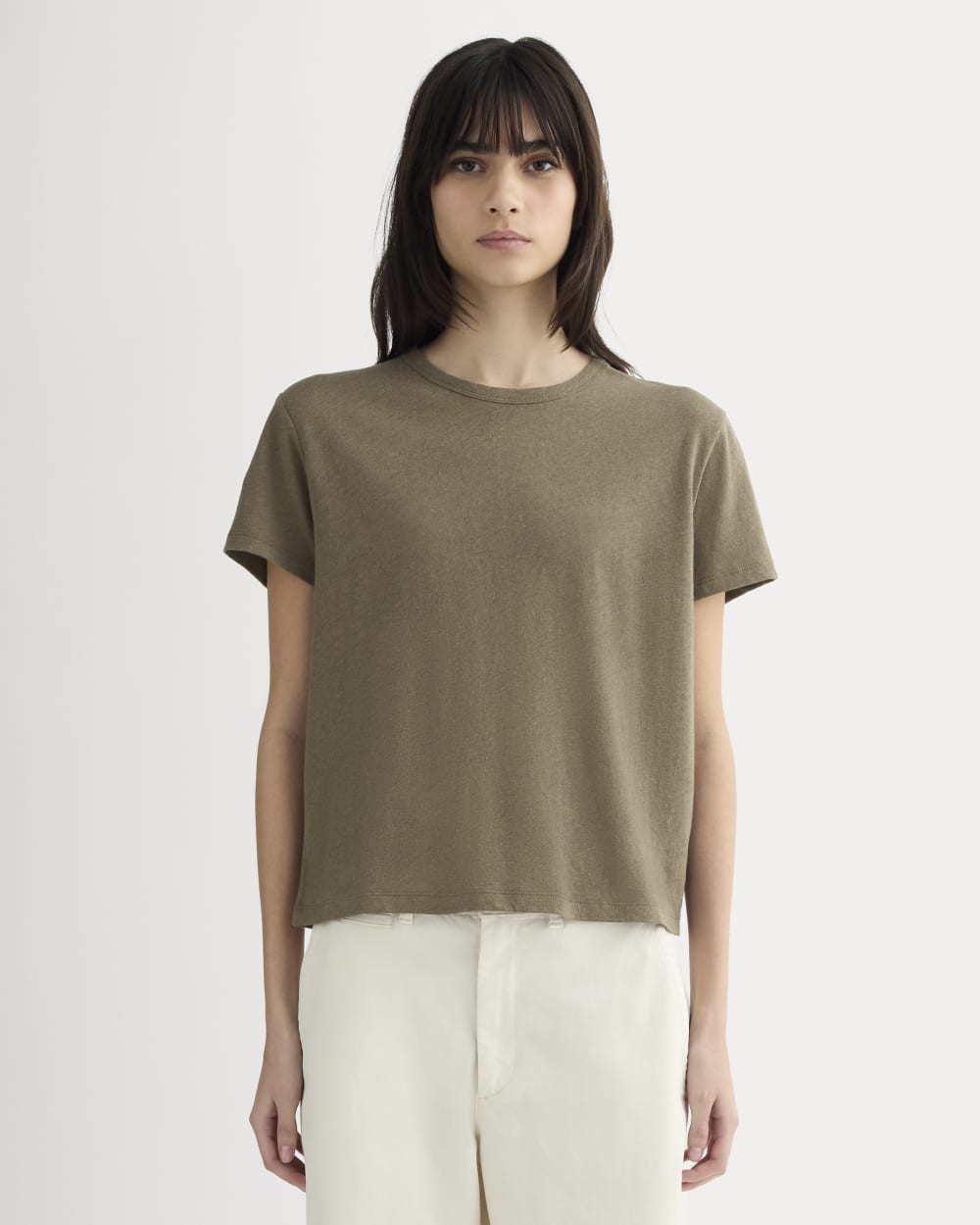 The Box-Cut Tee in Cotton Linen | Deep Taupe