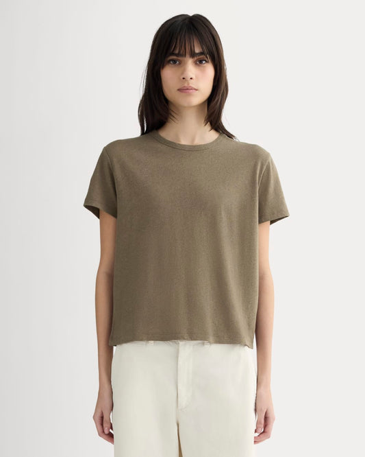 The Box-Cut Tee in Cotton Linen | Deep Taupe