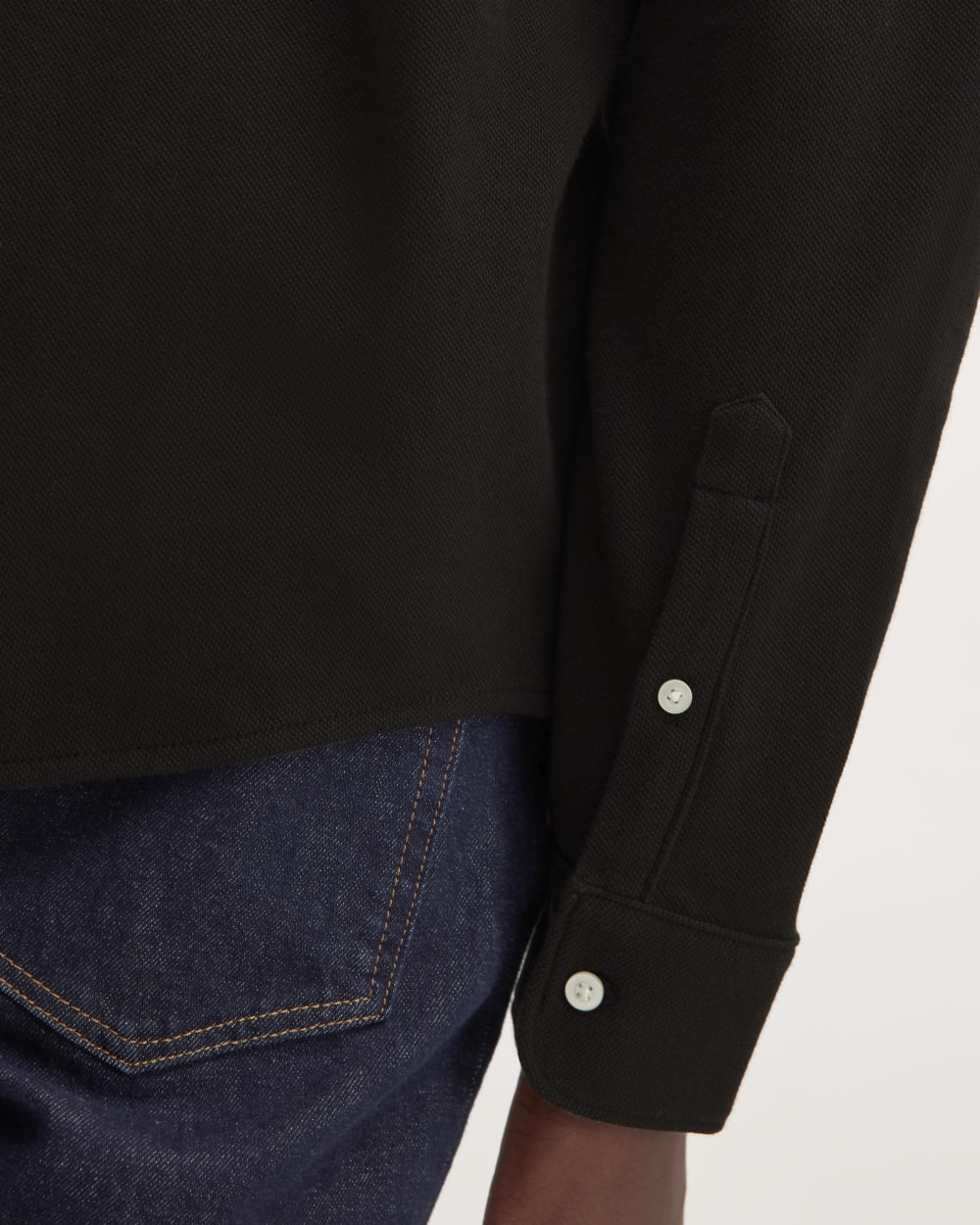 The Long-Sleeve Pique Shirt | Black