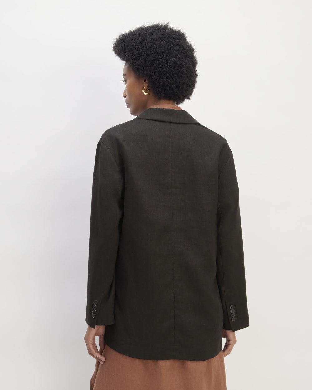 The Linen Double Breasted Blazer | Black