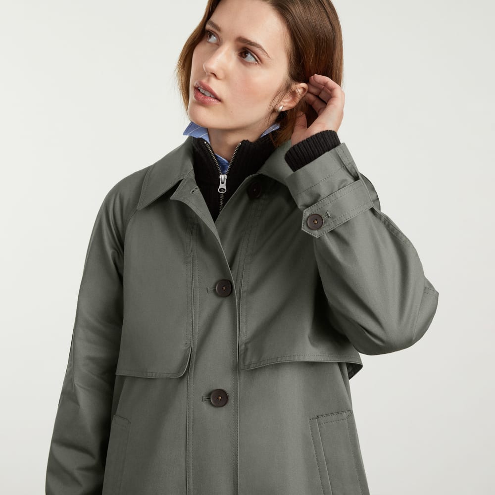 The Long Mac Coat | Pewter Green