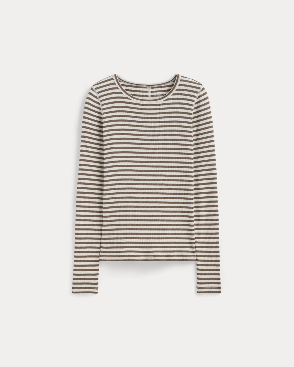 The Luxe Rib Long-Sleeve Crew | Bone / Deep Taupe