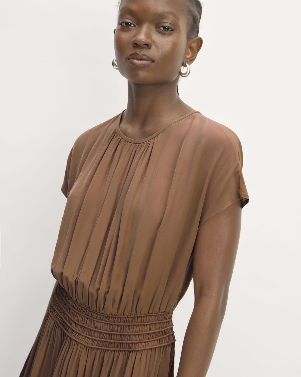The Gathered Midi Dress | Carob Brown