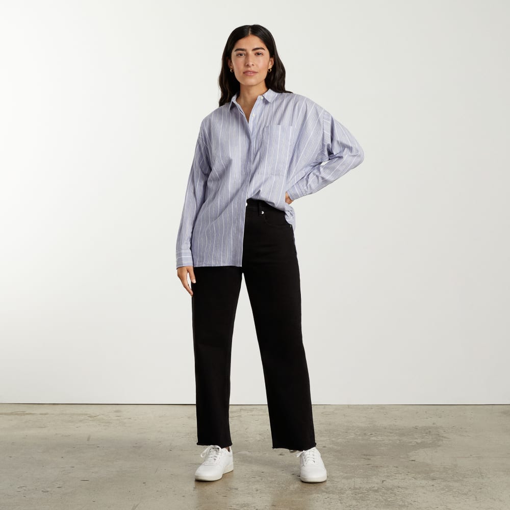 The Oversized Silky Cotton Shirt | Slate Blue