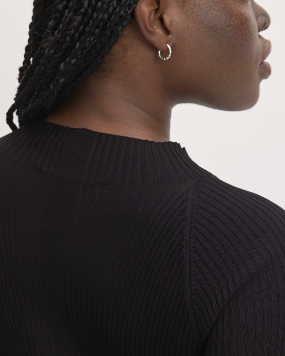 The Ribbed Mock Neck Midi Dress | Black