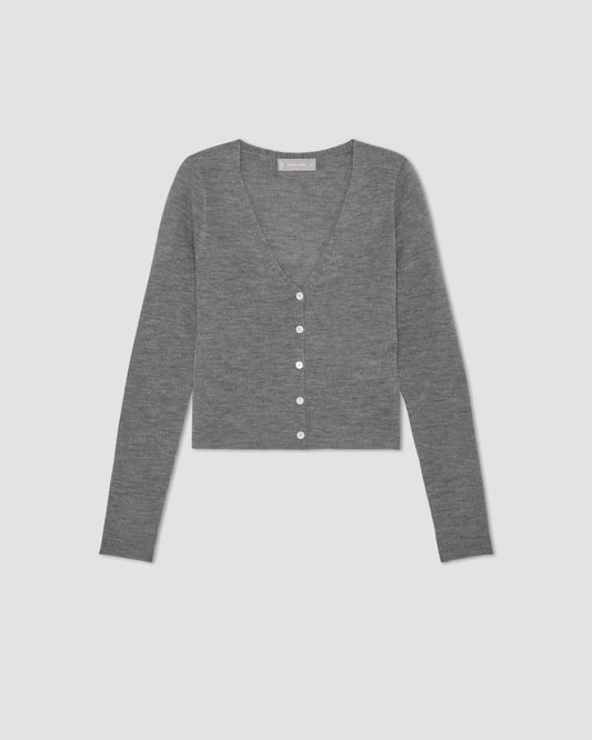 The Cardigan in Ultrasoft Merino | Heather Mid Grey