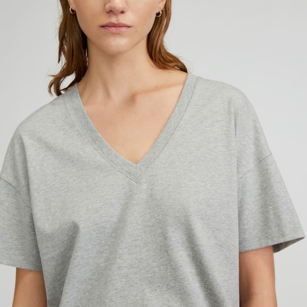 The Organic Cotton Slouchy V-Neck | Heathered Grey