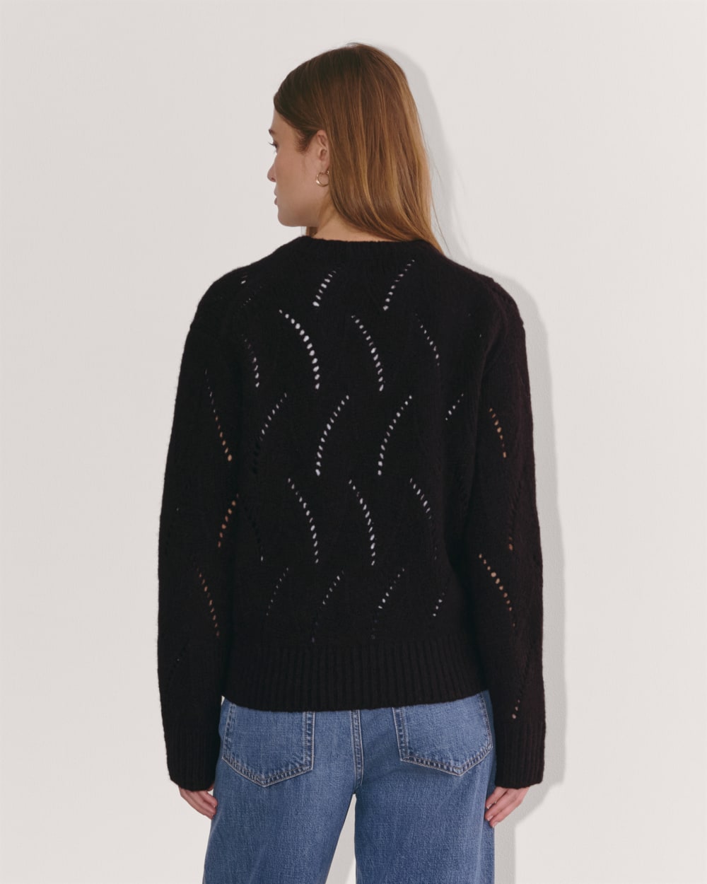 The Pointelle Sweater in Cloud | Black