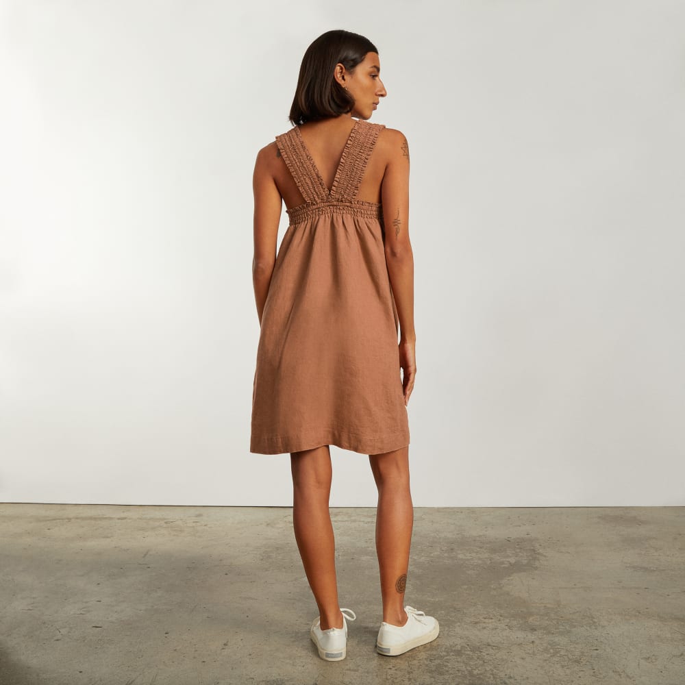 The Smocked Linen Dress | Tawny Brown