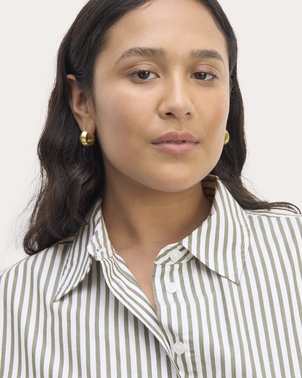 The Supima® Cotton Boyfriend Shirt | White / Moss Green