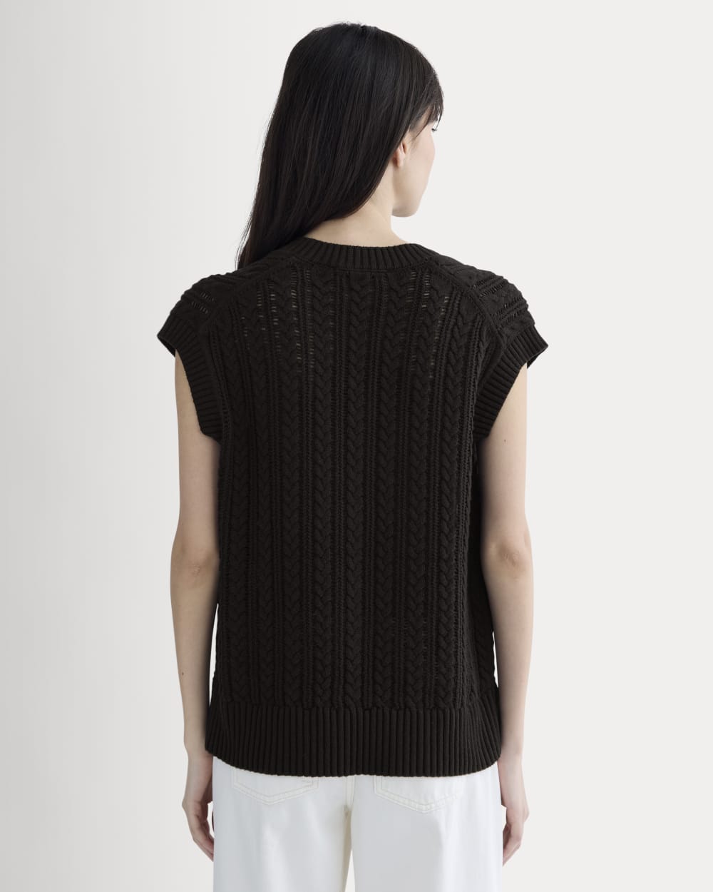 The Mesh Cable Vest in Everyday Cotton | Black