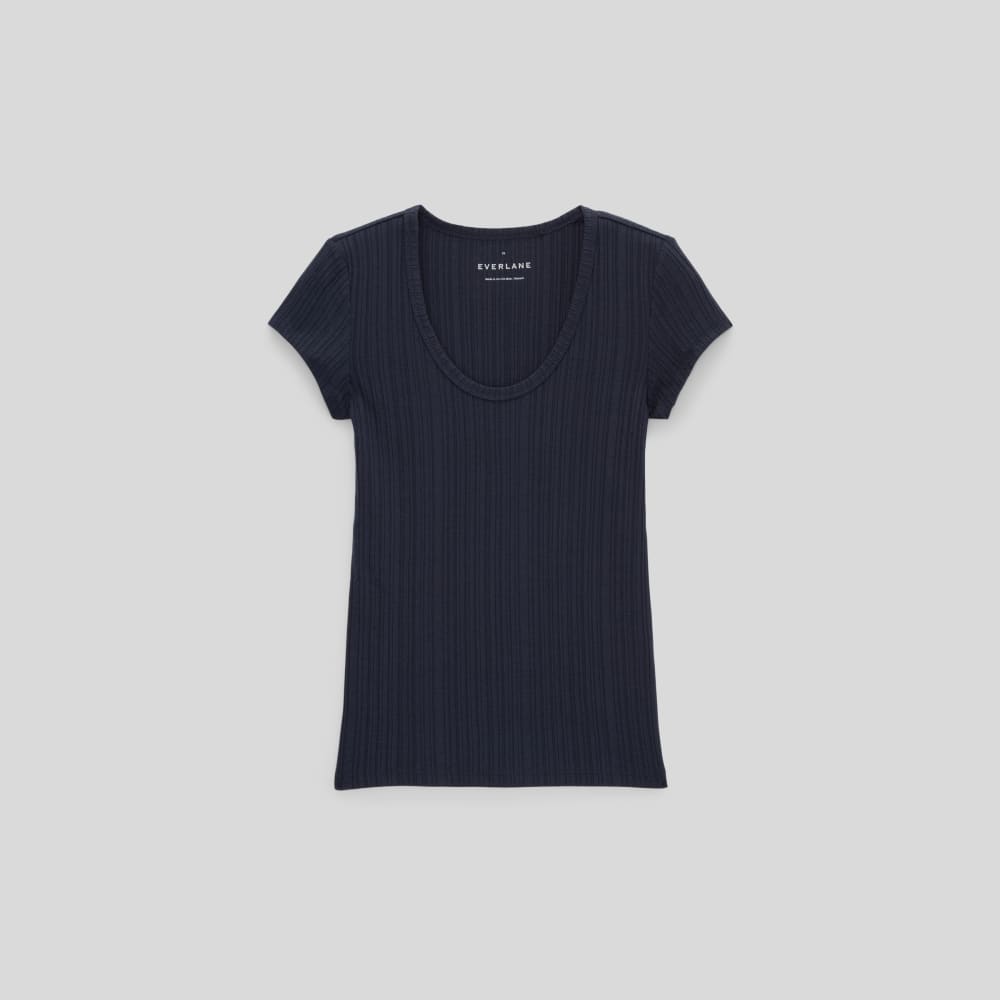 The Rib Soft Knit Scoop-Neck Tee | Navy