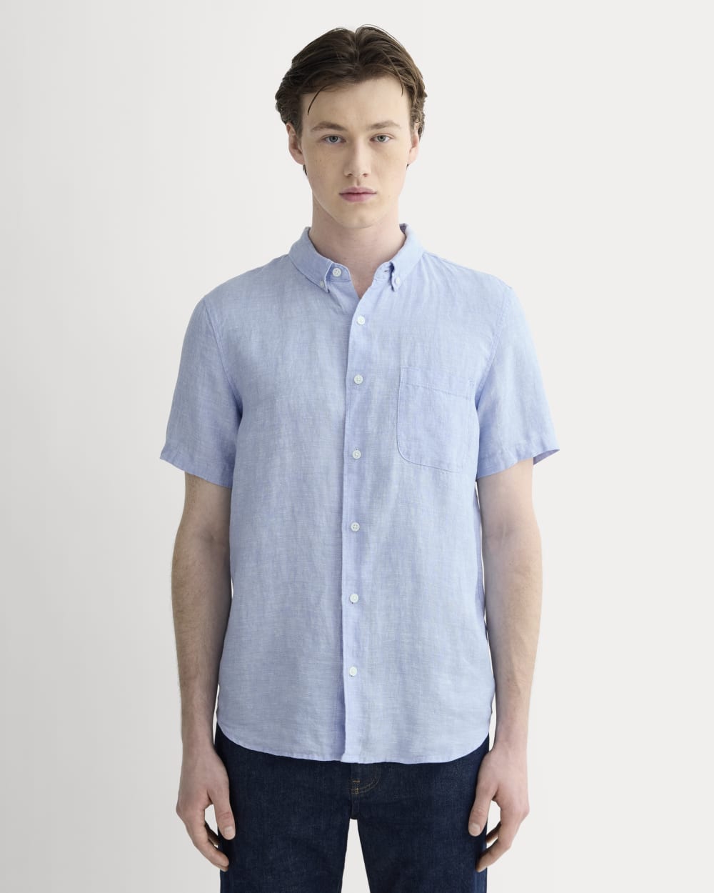 The Classic Short-Sleeve Shirt in Linen | Light Blue