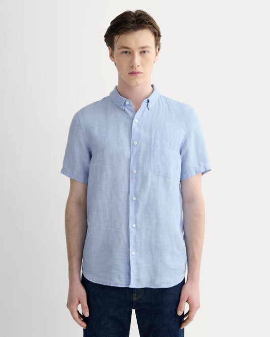The Classic Short-Sleeve Shirt in Linen | Light Blue