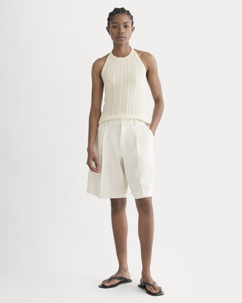 The Cable Halter in Cotton Cashmere | Birch