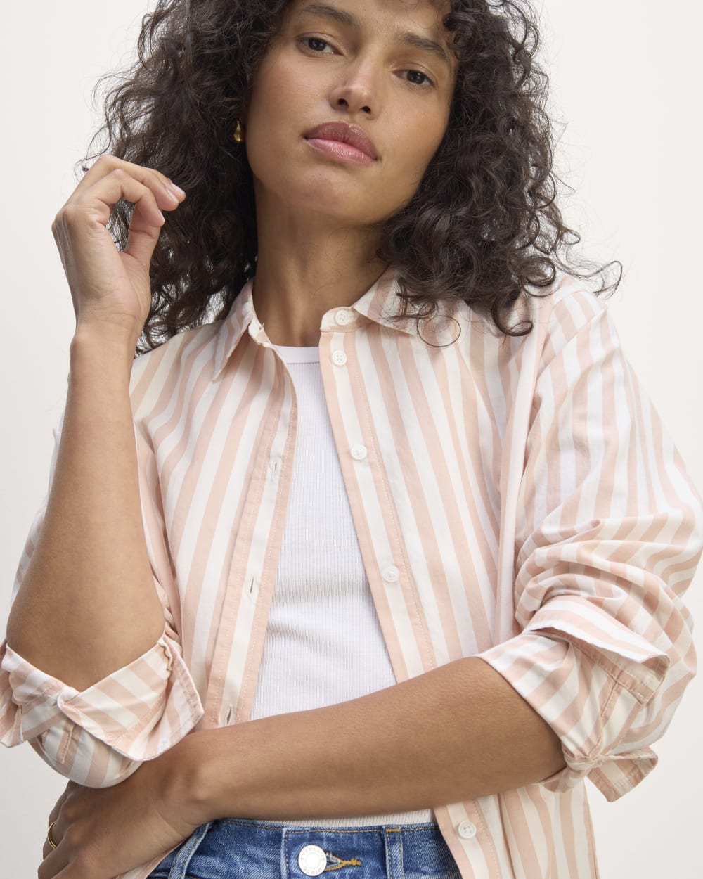 The Must-Have Shirt in Silky Cotton | Bone / Blush Pink
