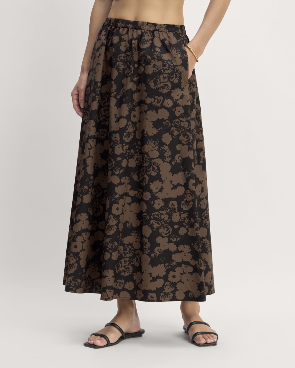 The Supima® Pull-On Maxi Skirt | Black / Cocoa Floral