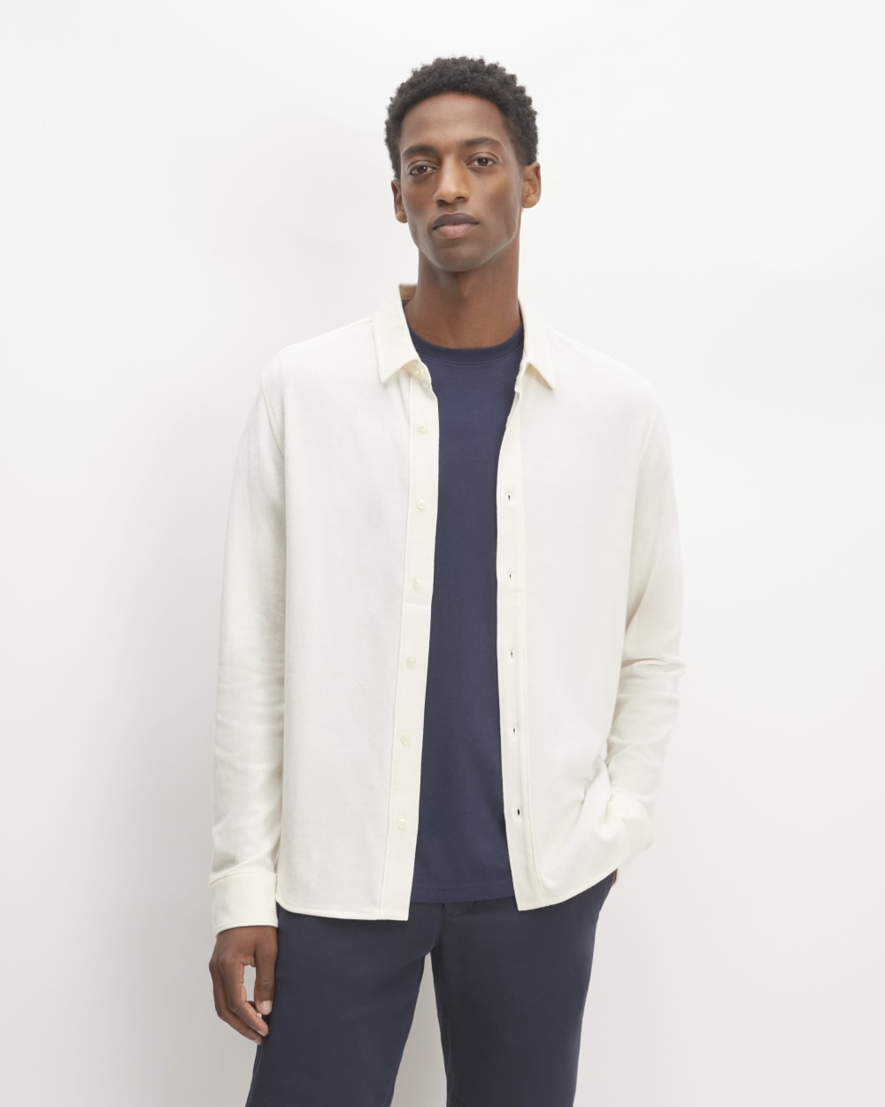 The Long-Sleeve Pique Shirt | Bone