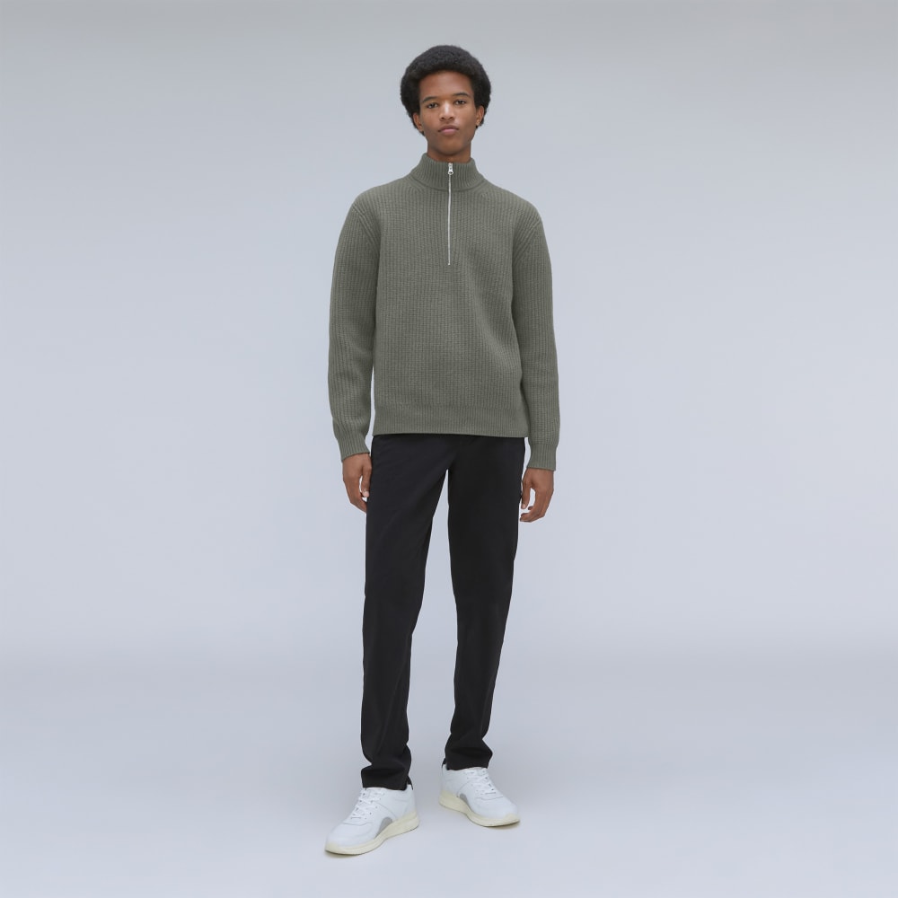 The Felted Merino Half-Zip Sweater | Storm Green