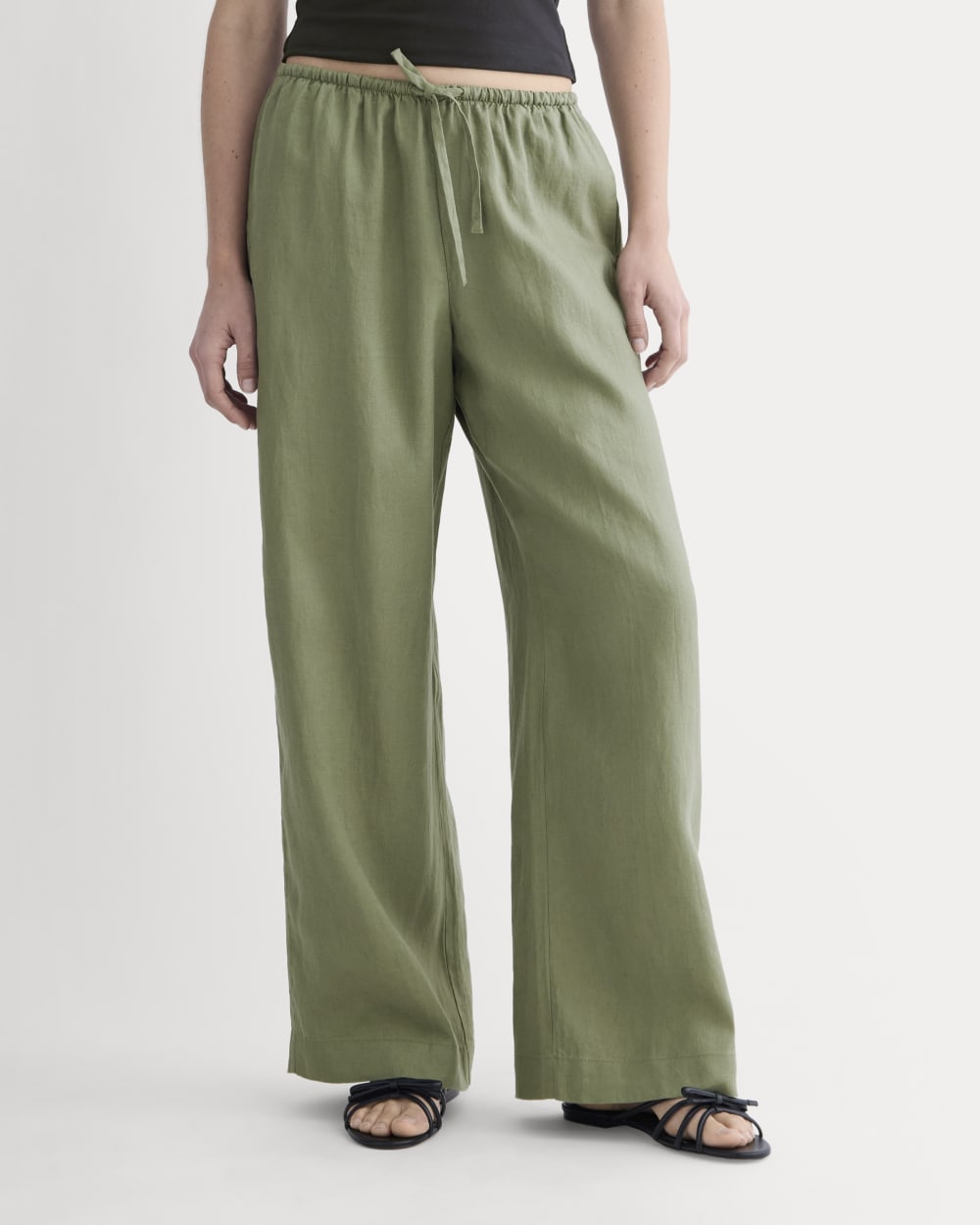 The Drawstring Pant in Linen | Lichen Green