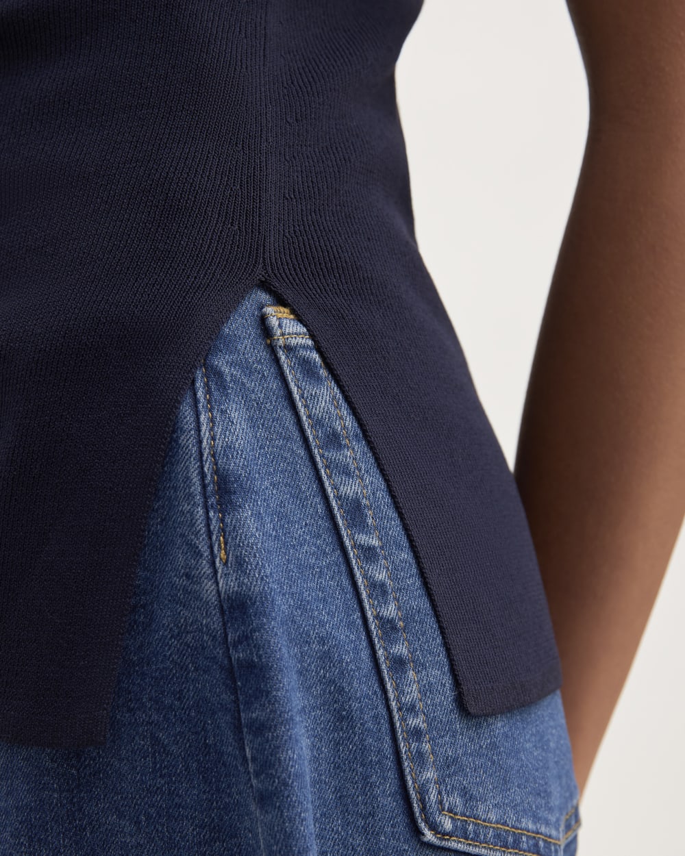 The Viscose Mock Neck Top | Navy