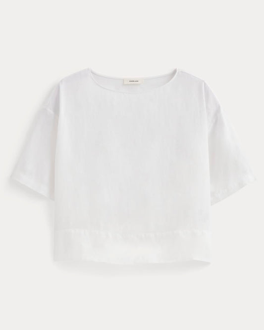 The Boatneck Top in Linen | White