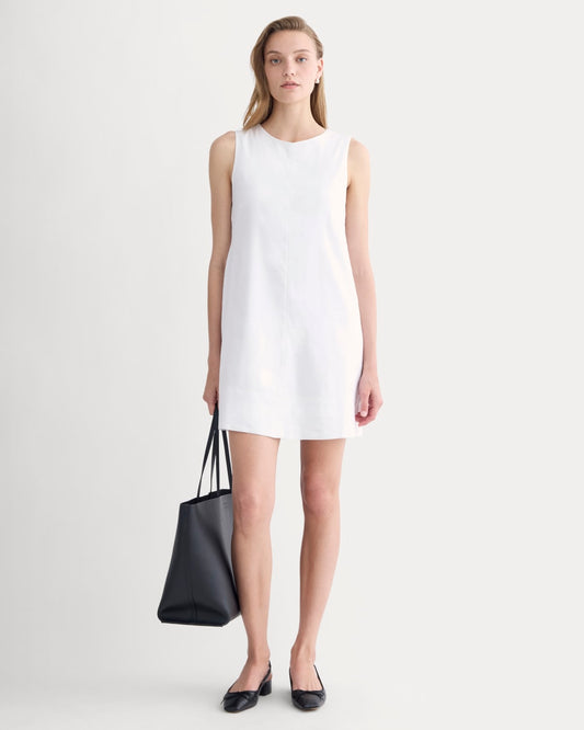The Shift Dress in Stretch Linen | White