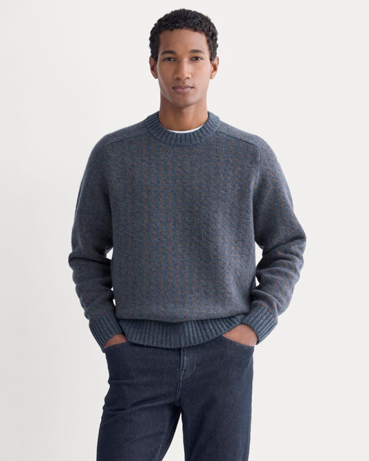 Wool Cashmere Nordic Crew | Heathered Indigo