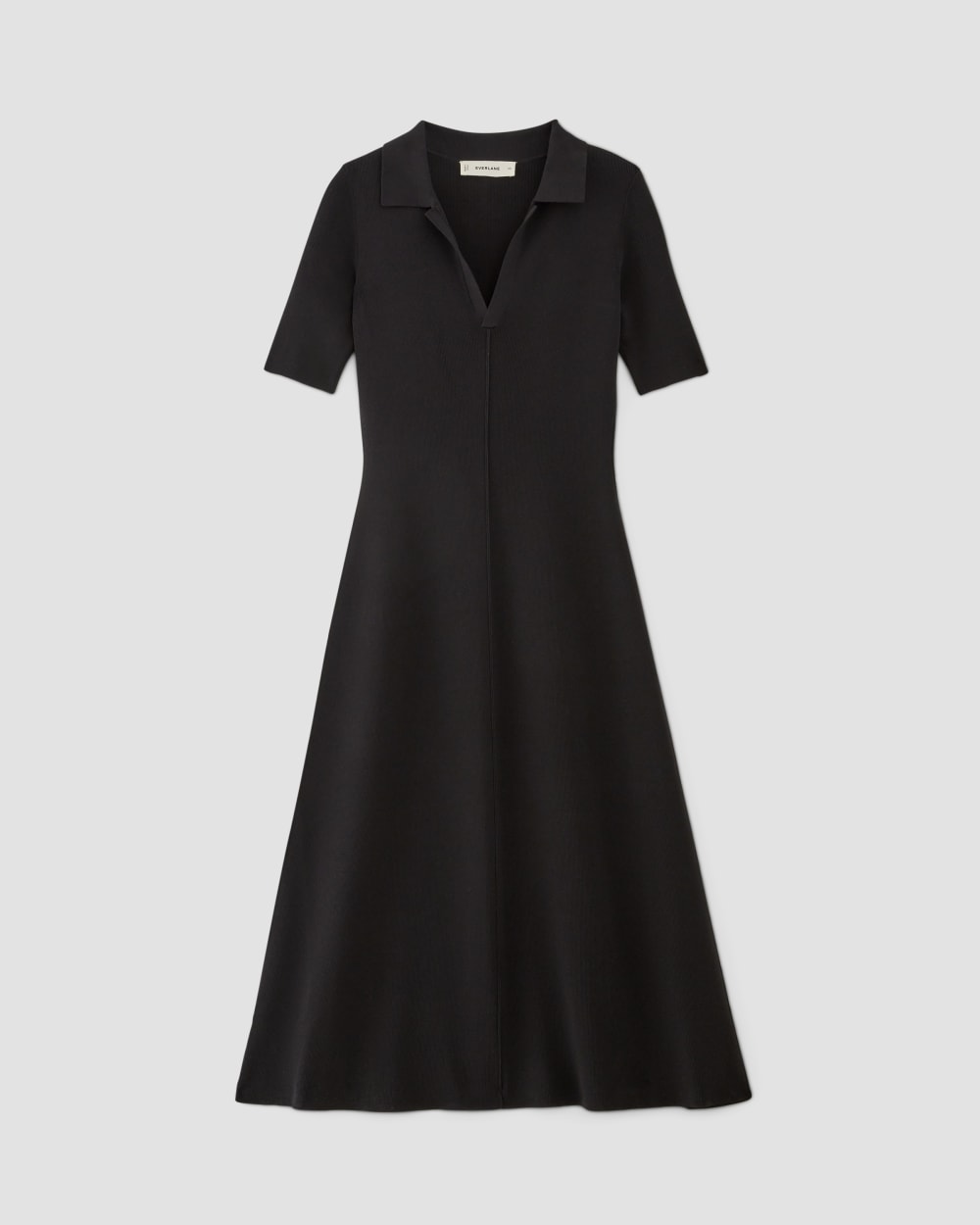 The Viscose Knit Polo Midi Dress | Black