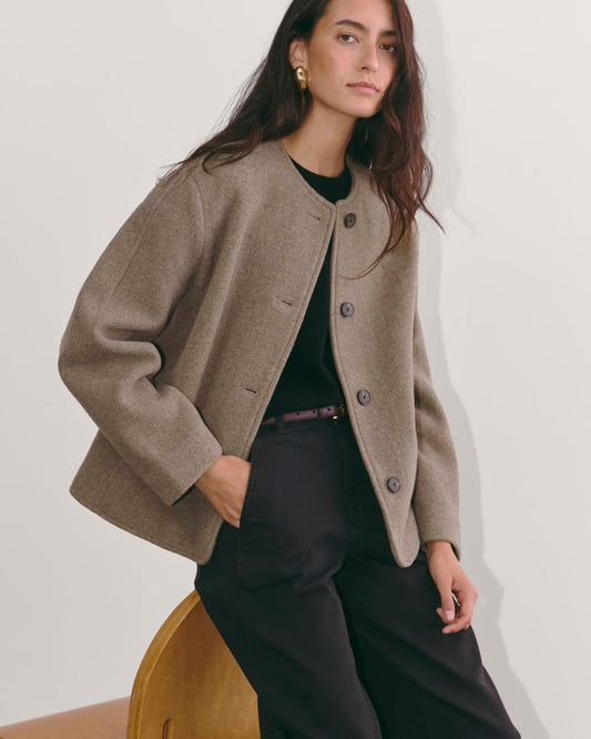 The Cocoon Coat in Wool | Taupe