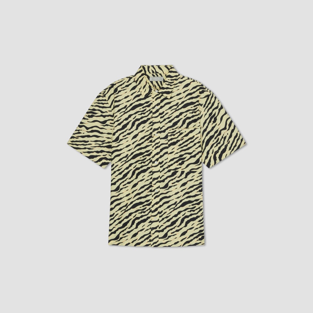 The Poplin Short-Sleeve Shirt | Pale Yellow Tiger Stripe