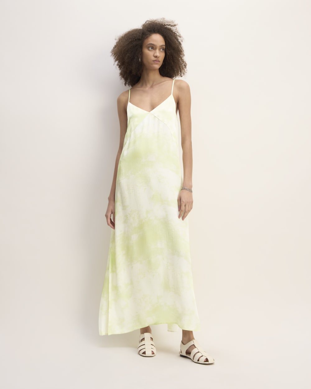 The Everlane x Marques' Almeida Satin Tie-Dye Dress | Seafoam Tie-Dye