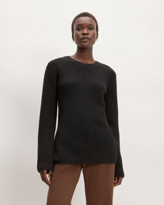 The Organic Cotton Slim Crew Sweater | Black
