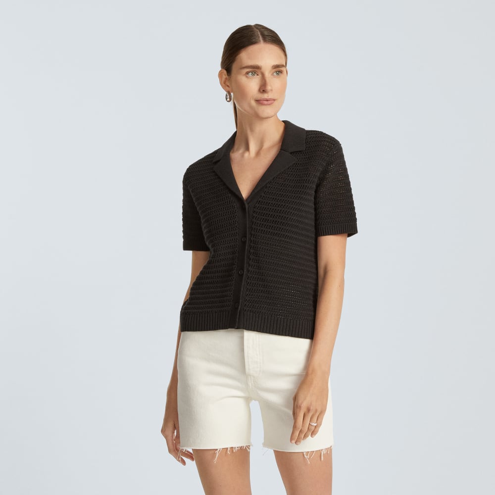 The Crochet Knit Polo | Black
