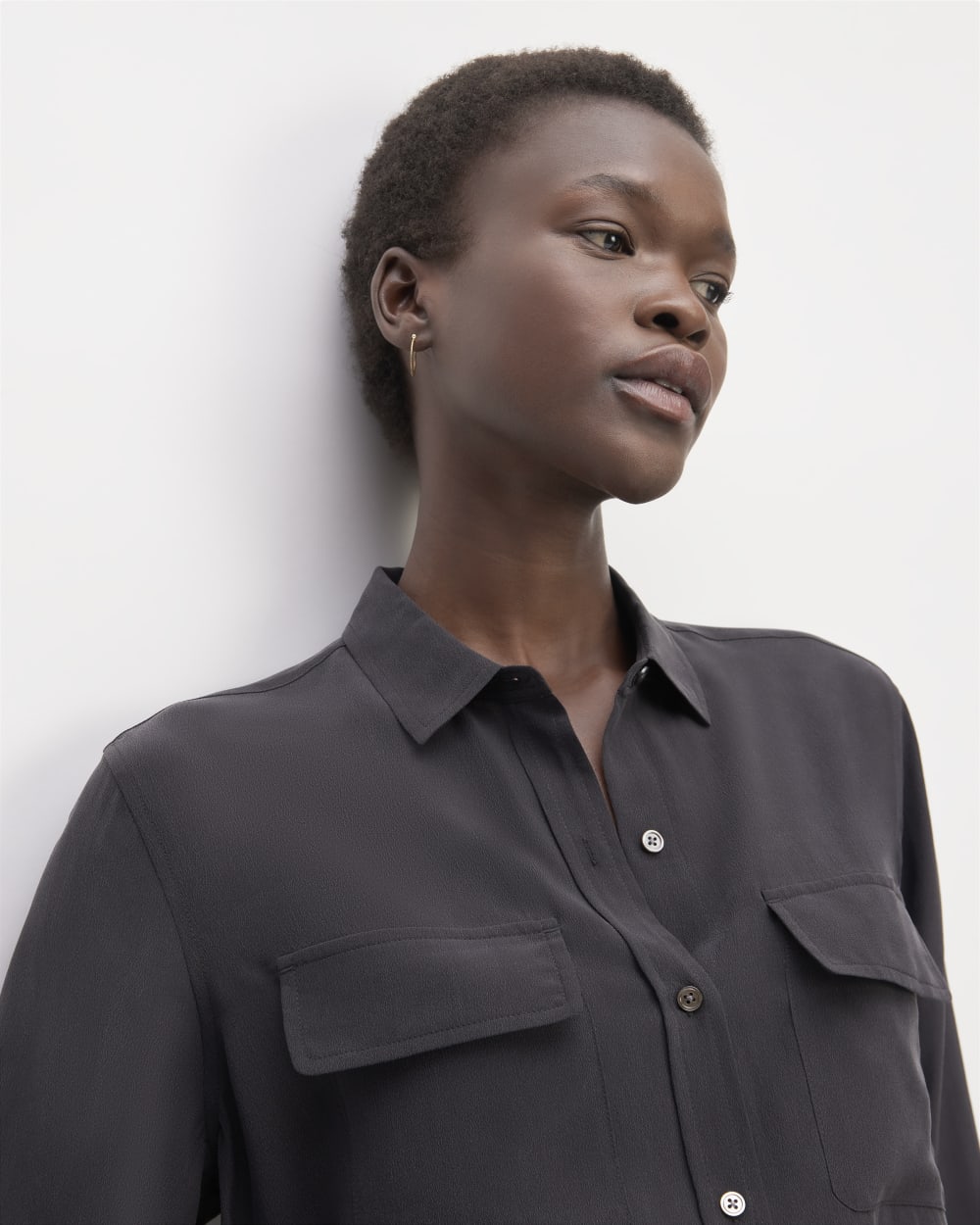 The Utility Shirt in Washable Silk | Black