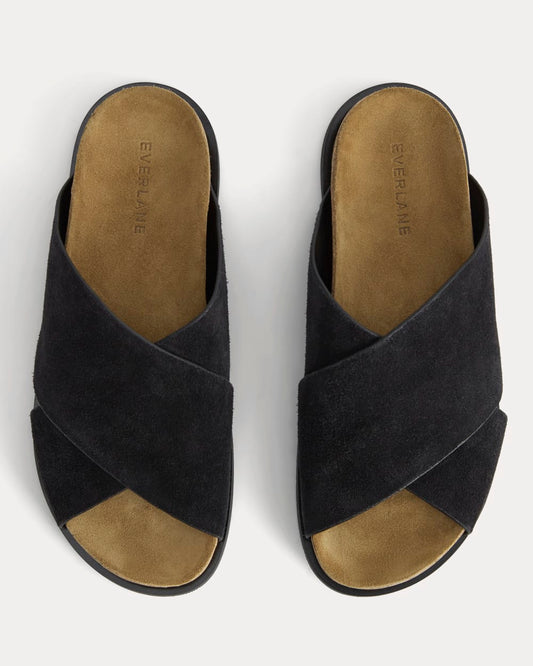 The Suede Crossover Sandal |  Black