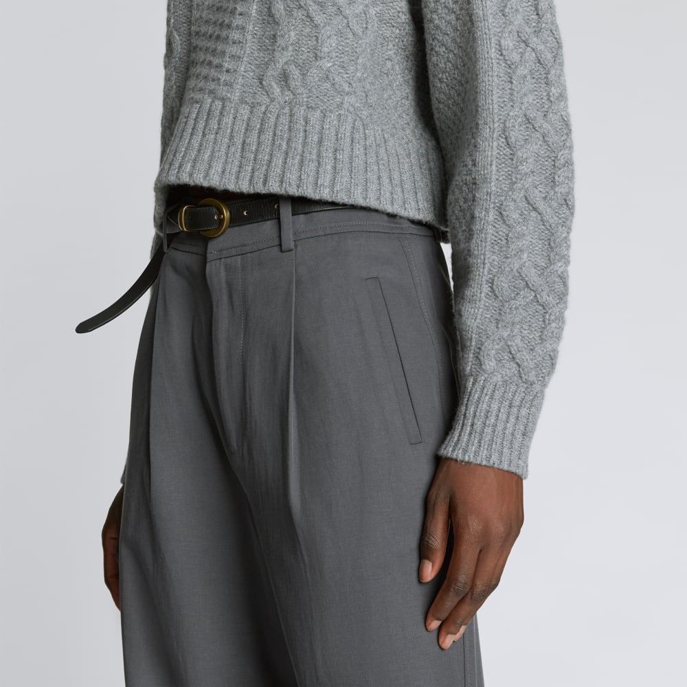 The Felted Merino Cropped Cable Sweater | Heathered Mid-Grey