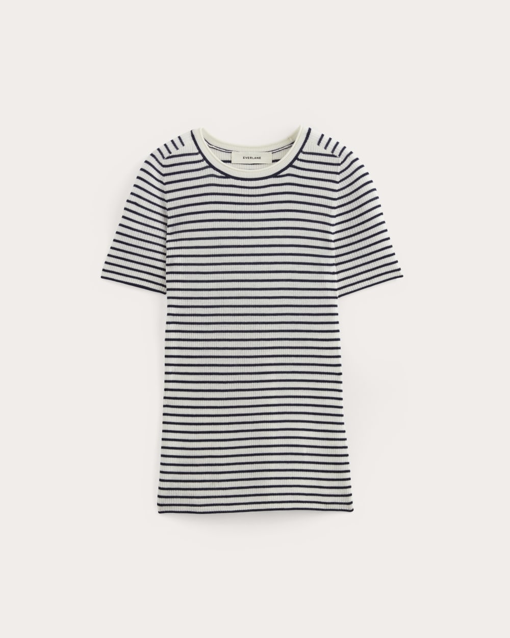 The Sweater Tee in Ultrasoft Merino | Bone / Navy