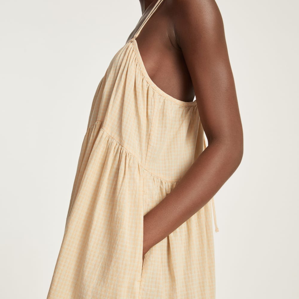 The Billow Tiered Maxi Dress | Orange Plaid