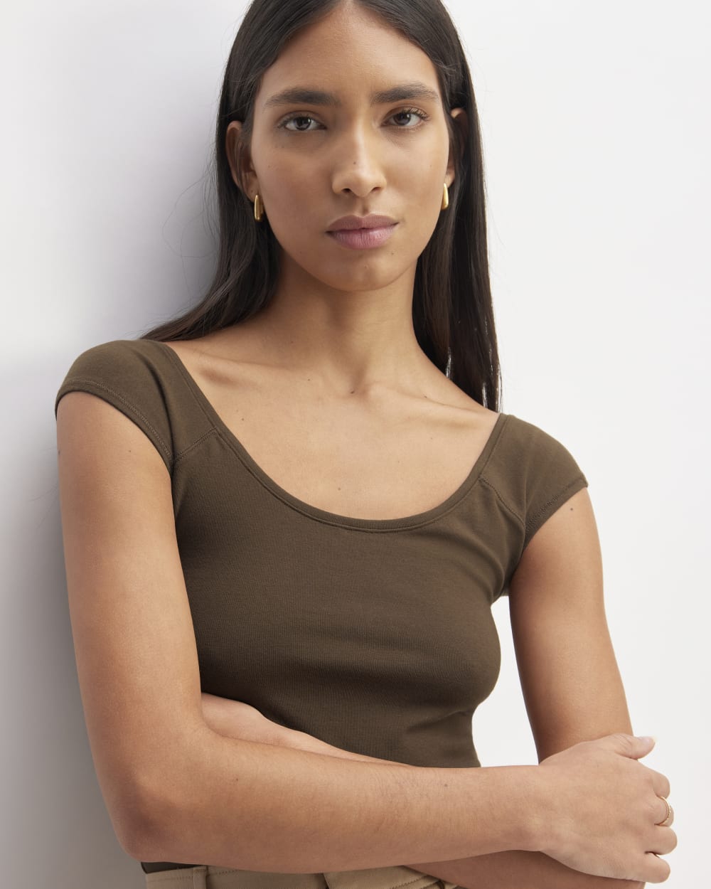 The Supima® Form Cap-Sleeve Tee | Cocoa