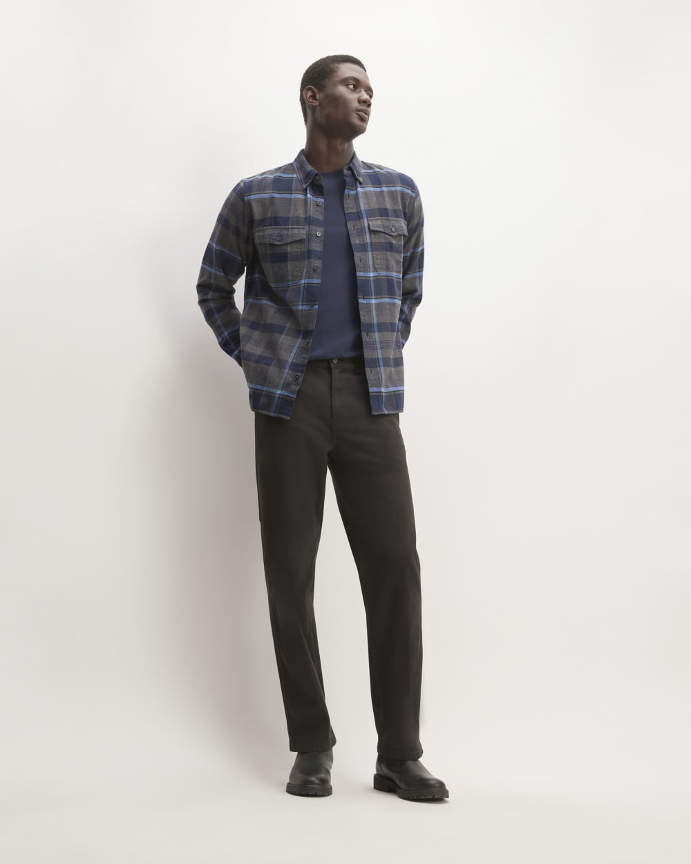 The Brushed Flannel Shirt | Heritage Blue / Black / Navy / Heather Charcoal